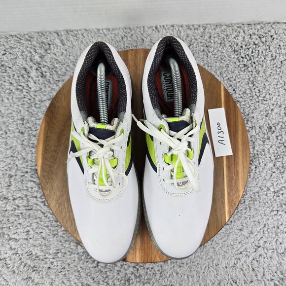 Footjoy Contour Closeout White Lime Leather Athletic Spiked Golf Cleat Men 9.5 M - Picture 7 of 14